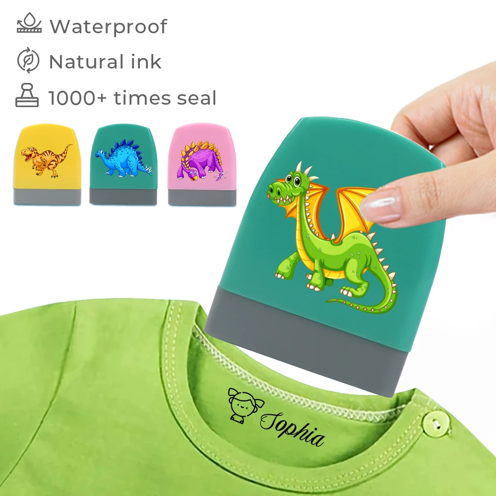 

Cute Cartoon Dinosaur Custom Children'S Name Stamp Diy Lettering Personalized Custom Waterproof Clothing Mark Photosensitive