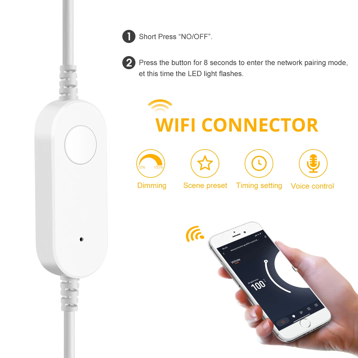 Светодиодная лента с Wi-Fi и Alexa управлением гибкая LED полоска теплым/белым светом