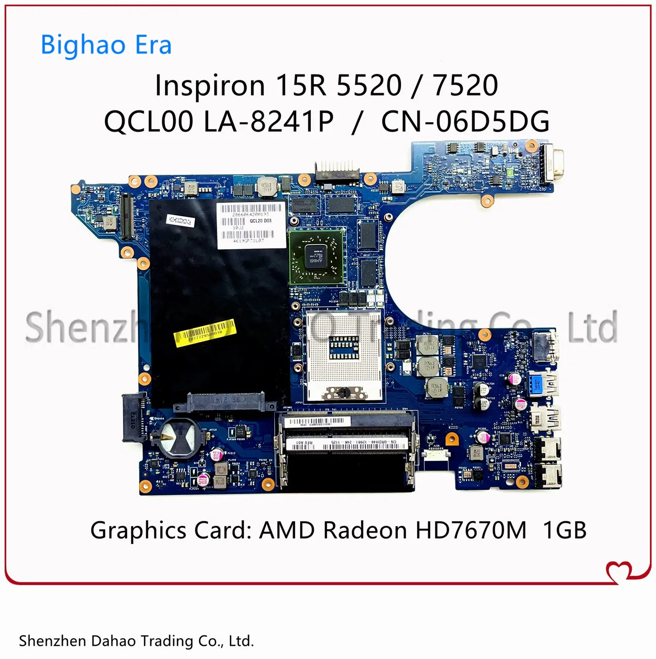 

CN-06D5DG 06D5DG QCL00 LA-8241P Mainboard For DELL Inspiron 15R 5520 7520 Laptop Motherboard With HD7670M 1G-GPU 100% Test OK