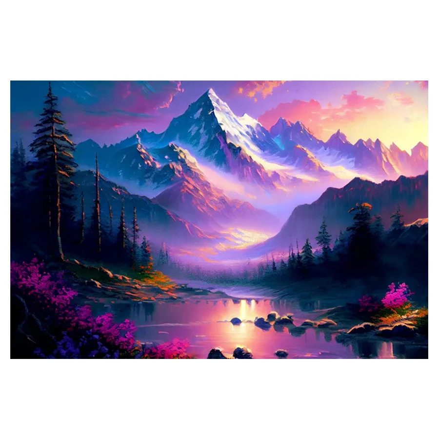 

Diamond Painting DIY Glowing Peaks Diamond Embroidery Scenery Cross Stitch Kit Diamond Mosaic Rhinestone Picture Handmade Gift