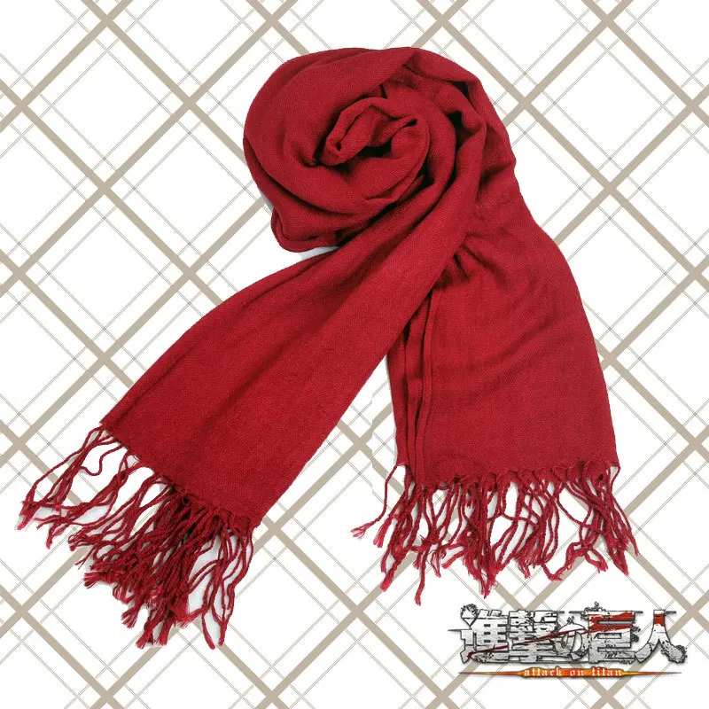 

Attack on Titan Mikasa Levi Ackerman Scarf Cosplay Prop Halloween Costume Shingeki no Kyojin Red White Scarves New