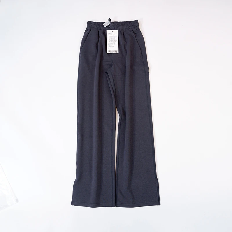 Yoga Soft Throwback Still High Waist Drawstring Pants High Stretch Nylon Women Casual Flare Pants Relaxed Fit with Slit Bottom