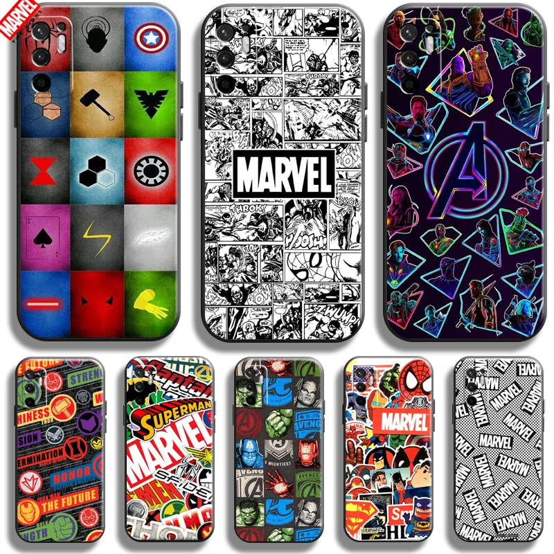 

Marvel Logo Avengers For Xiaomi Redmi Note 10T 5G Phone Case 6.5 Inch Soft Silicon Coque Cover Black Funda Captain America