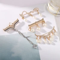 new style anti glare brooch neckline simple pearl small pin elegant fixed clothes pin accessories female