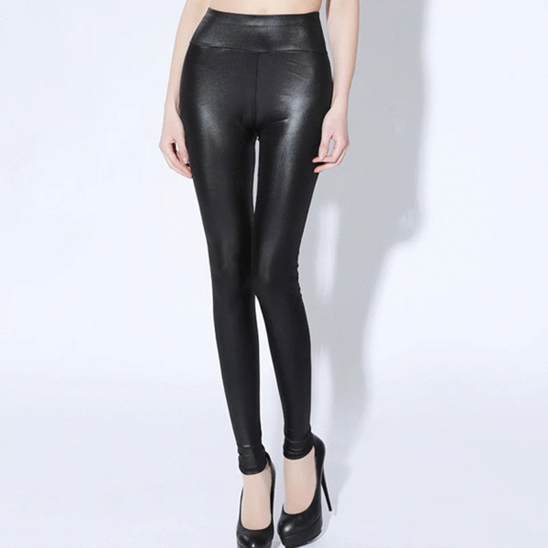 

Женские длинные брюки из искусственной кожи, сексуальные обтягивающие эластичные штаны для йоги, брюки-карандаш с высокой талией, XL-5XL размера плюс
