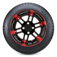 12 aftershock red and black golf cart wheels and tires 215 50 12 set of 4