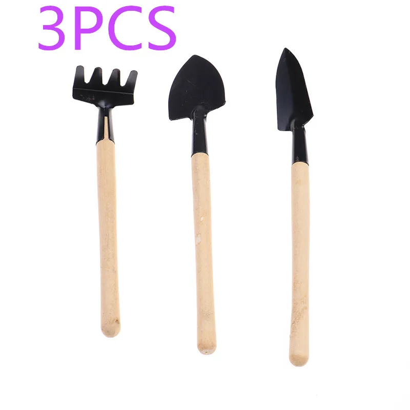 

3pcs Mini Spade Shovel Harrow Suit With Wooden Handle Garden ToolSet Potted Plants Maintenance Gardening Tools