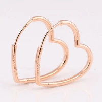 authentic 925 sterling silver sparkling rose asymmetric hearts stud earrings for women wedding gift pandora jewelry