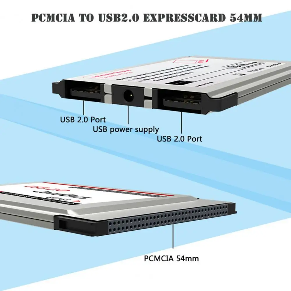 Superior Express Card Double Ports Flexible USB 2.0 PCMCIA Express Card Adapter  Long-lasting USB Adapter for Memory Card