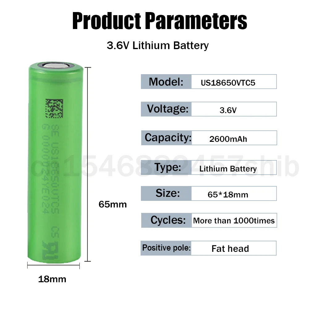 2-20pcs Original Sony 18650 US18650 VTC5 3.6V 2600mAh 30A Lithium Rechargeable Battery For Fan Toy Flashlight Power Bank - купить по