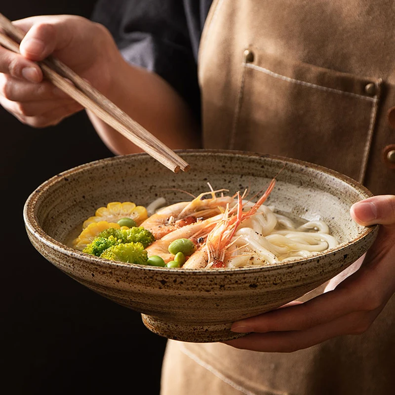 

8 Inches Ceramic Hat Bowl Frosted Dinner Plate Large Capacity Stoneware Ramen Salad Noodle Soup Large Bowl Restaurant Tableware