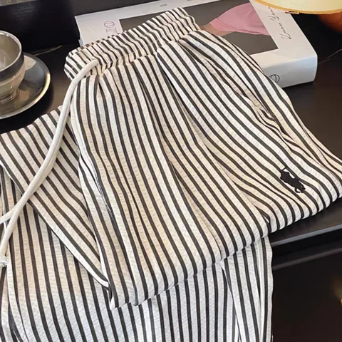 Мужские полосатые пижамные штаны из хлопка