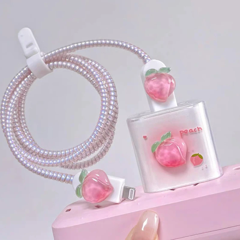 Защитный органайзер для зарядного устройства iPhone 14 13 12 11 Pro Max 18/20 Вт 3D Honey Peach