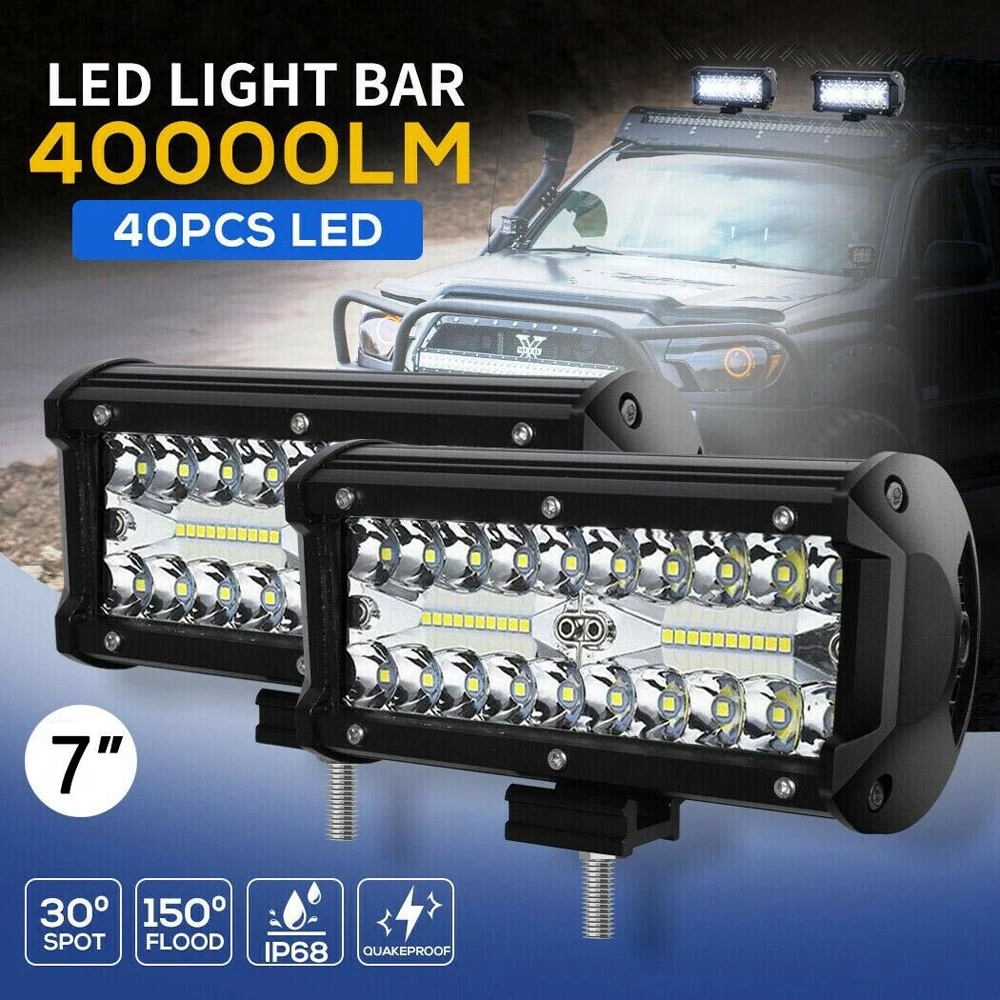 

2Pcs Car LED Bar Worklight Offroad Work Light Bar Auto Light Fog Lamp Off Road 7inch LED Tractor Spotlight For CarTruck