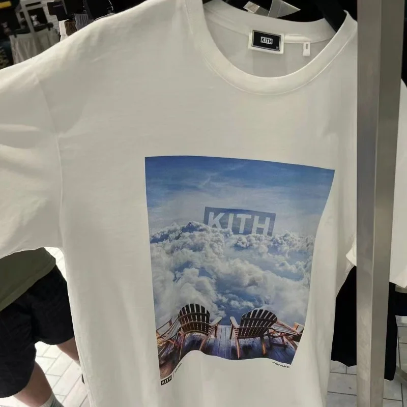 

Kith Tshirt Chair Cloud Pattern Short Sleeve Tee High Quality Cotton Oversize Men Women T-shirts