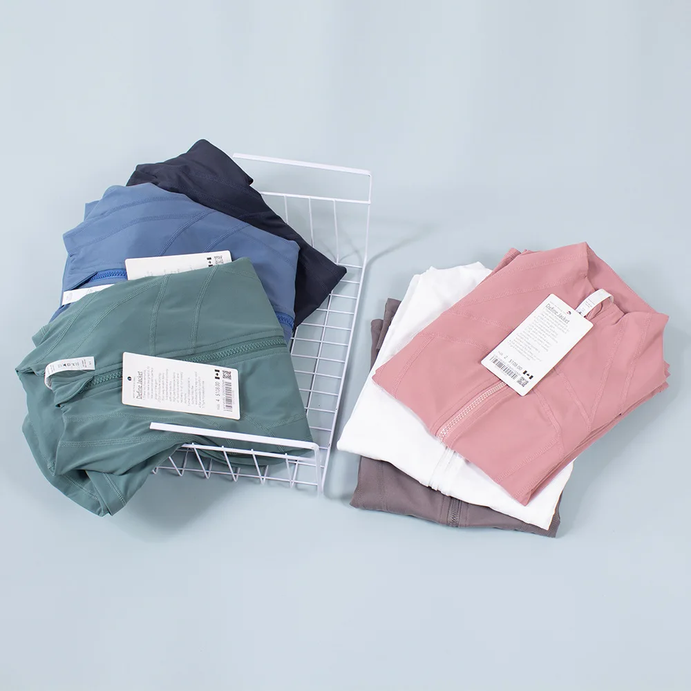 Luluwomen Sports Jacket Yoga Clothes Top Slim Yoga Running Fitness Zipper Stand Collar Slim Fit Long Sleeve Quick Dry Jacket