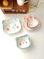 mushrooms 9527 japanese kawaii cartoon tableware rabbit bear ceramic plate bowl home cute childrens tableware set