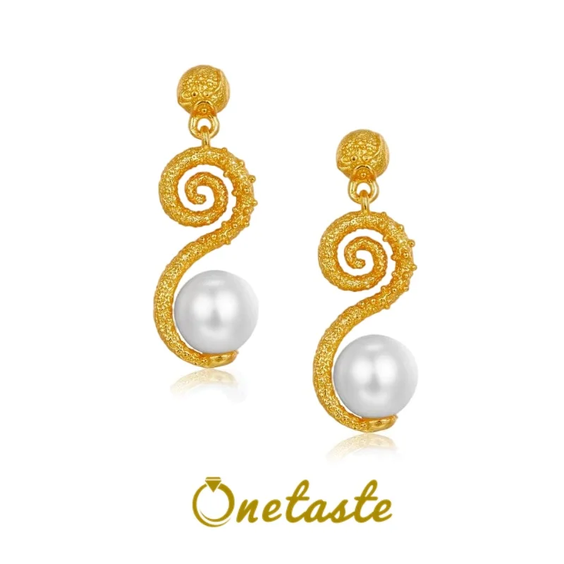 

Natural Freshwater Pearl 925 Sterling Silver Dangle Earrings For Women Fine Jewelry 18K Gold Curve Chic Earring 2023 New Gift