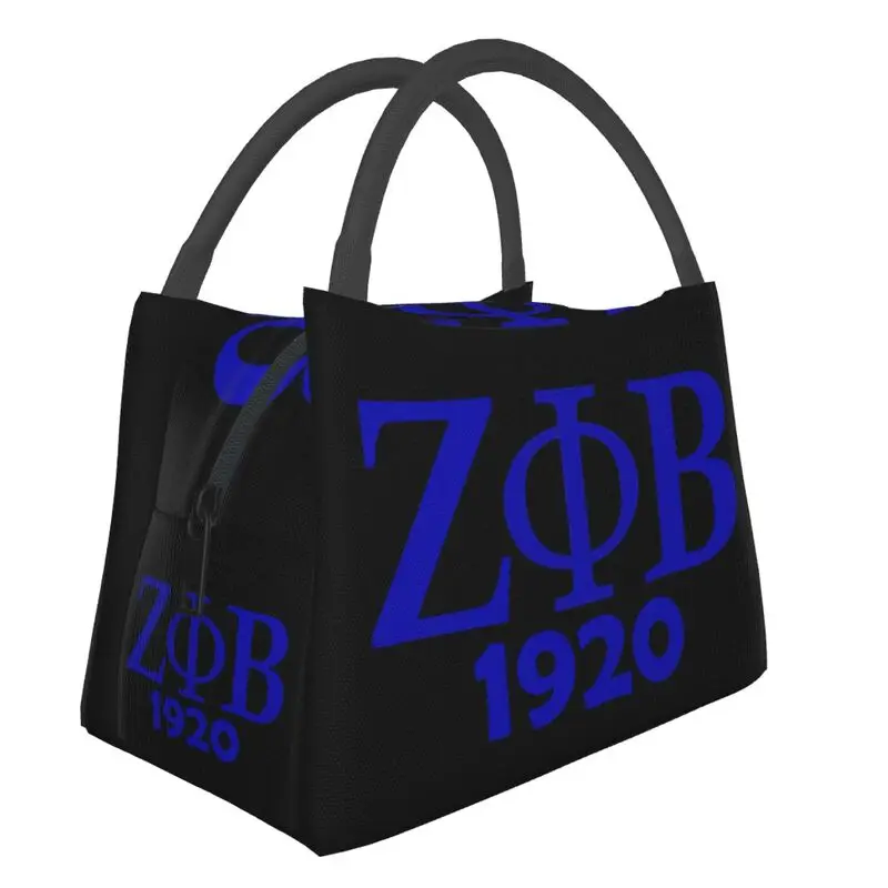 

Personalized Custom Zeta Phi Beta Logo Insulated Lunch Bags for Women Resuable Cooler Thermal Bento Box Hospital Office