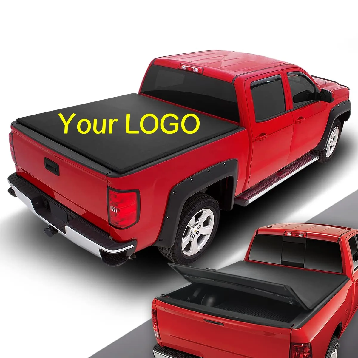 

High Quality 4X4 Full Truck Bed Cover For Universal Pickups Soft Tri-fold Tonneau Cover For Ford F150 Ram