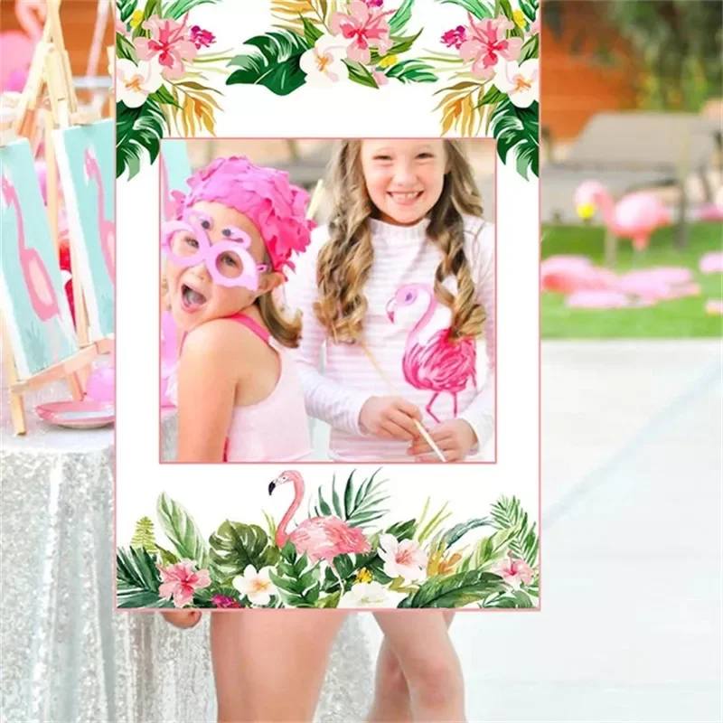 

NEW2023 Flamingo Photobooth Props Hawaiian Party Funny Lip Mouth Photo Prop for Tropical Summer Wedding Birthday Decor Photo Boo