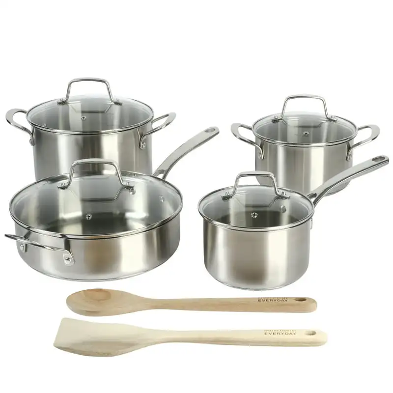 

Silverberry 10-Piece Matte Silver Stainless Steel Cookware Set