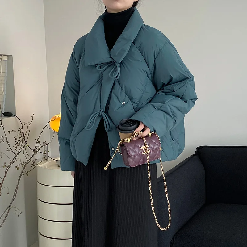 Down jacket bow knot winter 90 white duck down