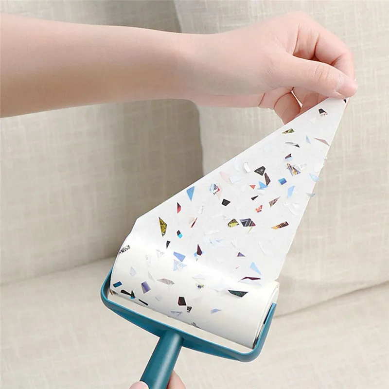 

New Tearable Roll Paper Sticky Roller Dust Wiper Pet Hair Clothes Carpet Tousle Remover Portable Replaceable Cleaning Brush Tool