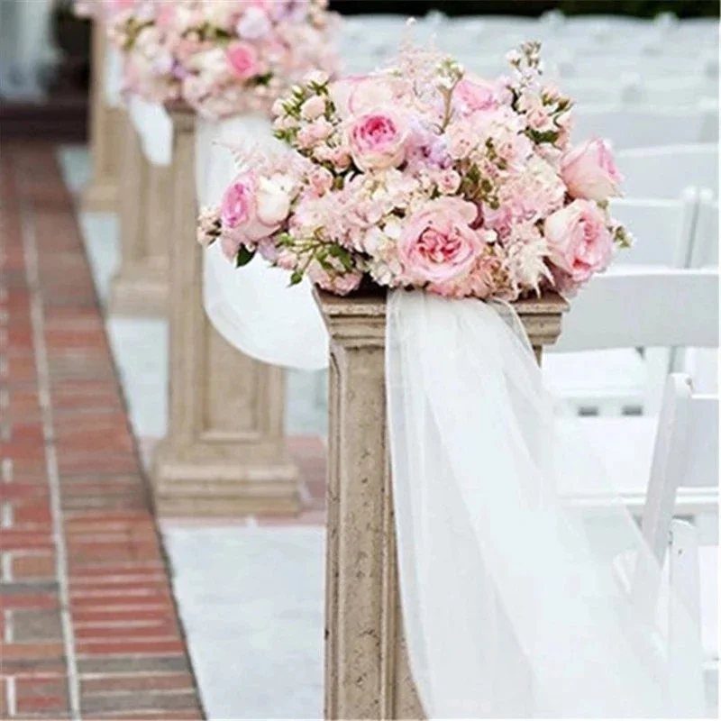 45M*5CM Organza Roll For Wedding Decoration Tulle TUTU Skirt Sashes White Fabric Table Runner Chair Dyed |
