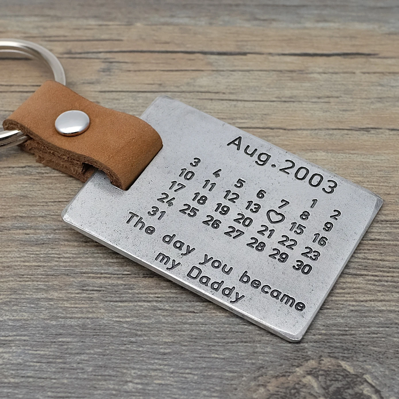 

Customized Calendar Keychain Personalized Calendar Date Keyring Save The Date Key Chain Gift For Him First Father's Day Gift