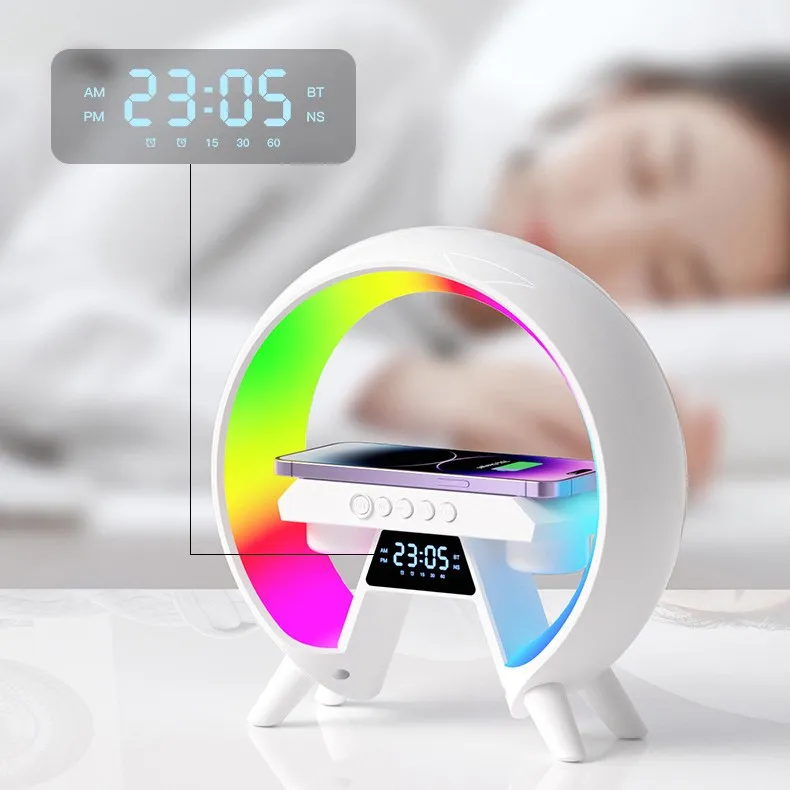 Мульти беспроводное зарядное устройство Bluetooth-динамик RGB атмосфера освещение