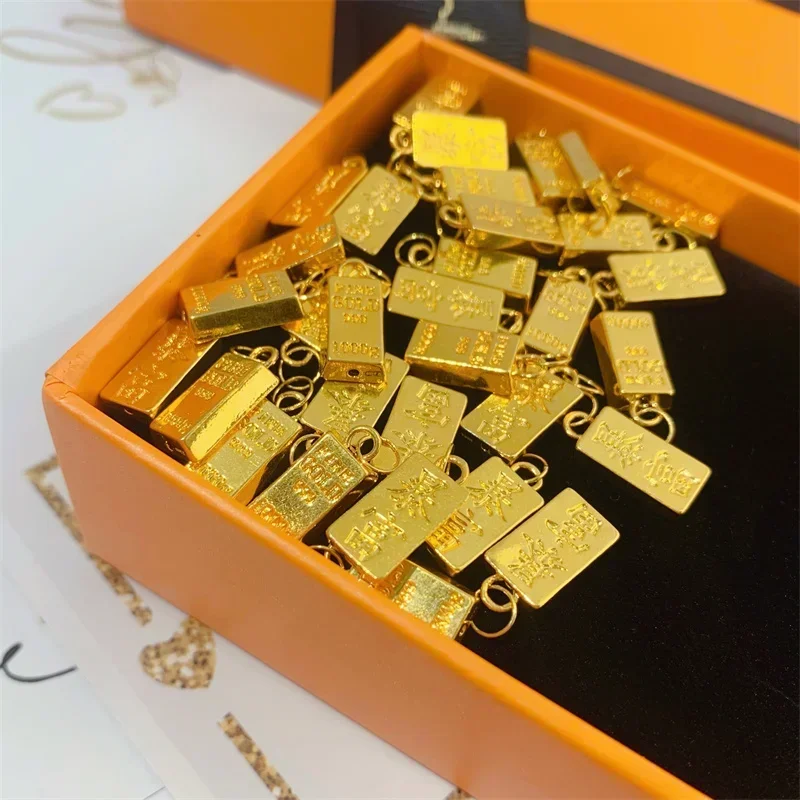 1 шт. кулон из чистого 24-каратного желтого золота 3D жесткое золото слиток