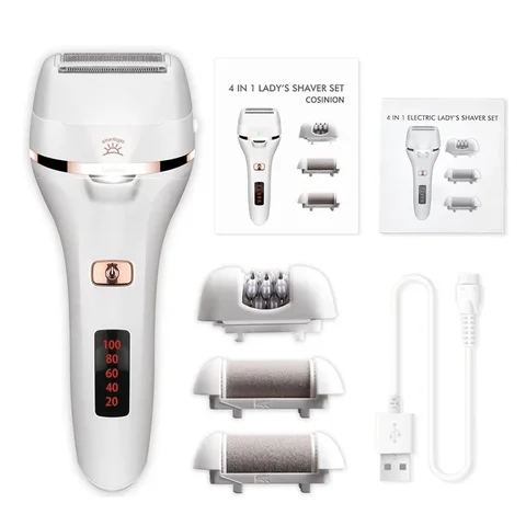 Новейший 4 в 1 безболезненный Эпилятор депилятор для женщин электрический эпилятор для всего тела Бритва для удаления волос пилка для ног инструмент для педикюра