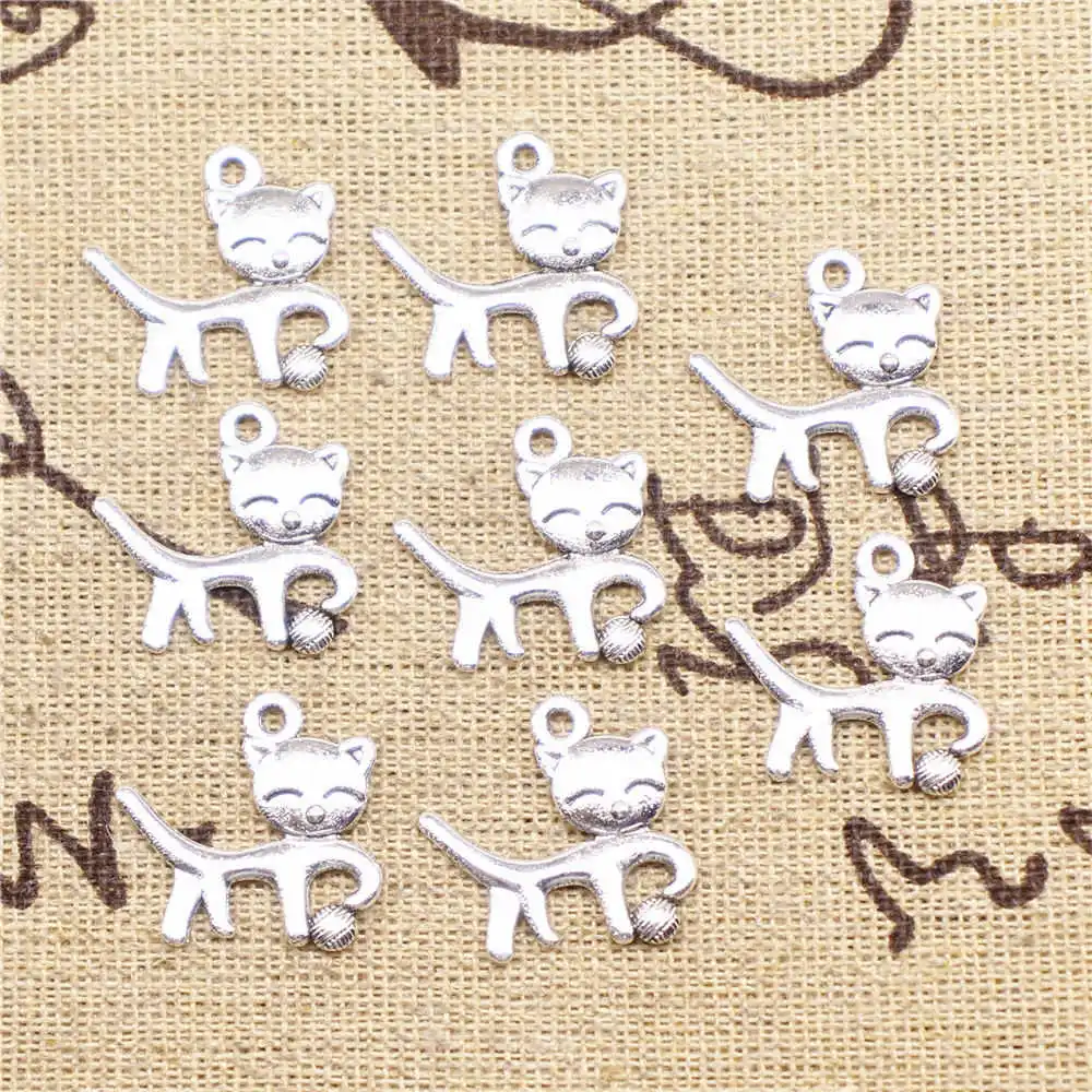 

10 шт., подвеска в виде кошки, 19 х18 мм