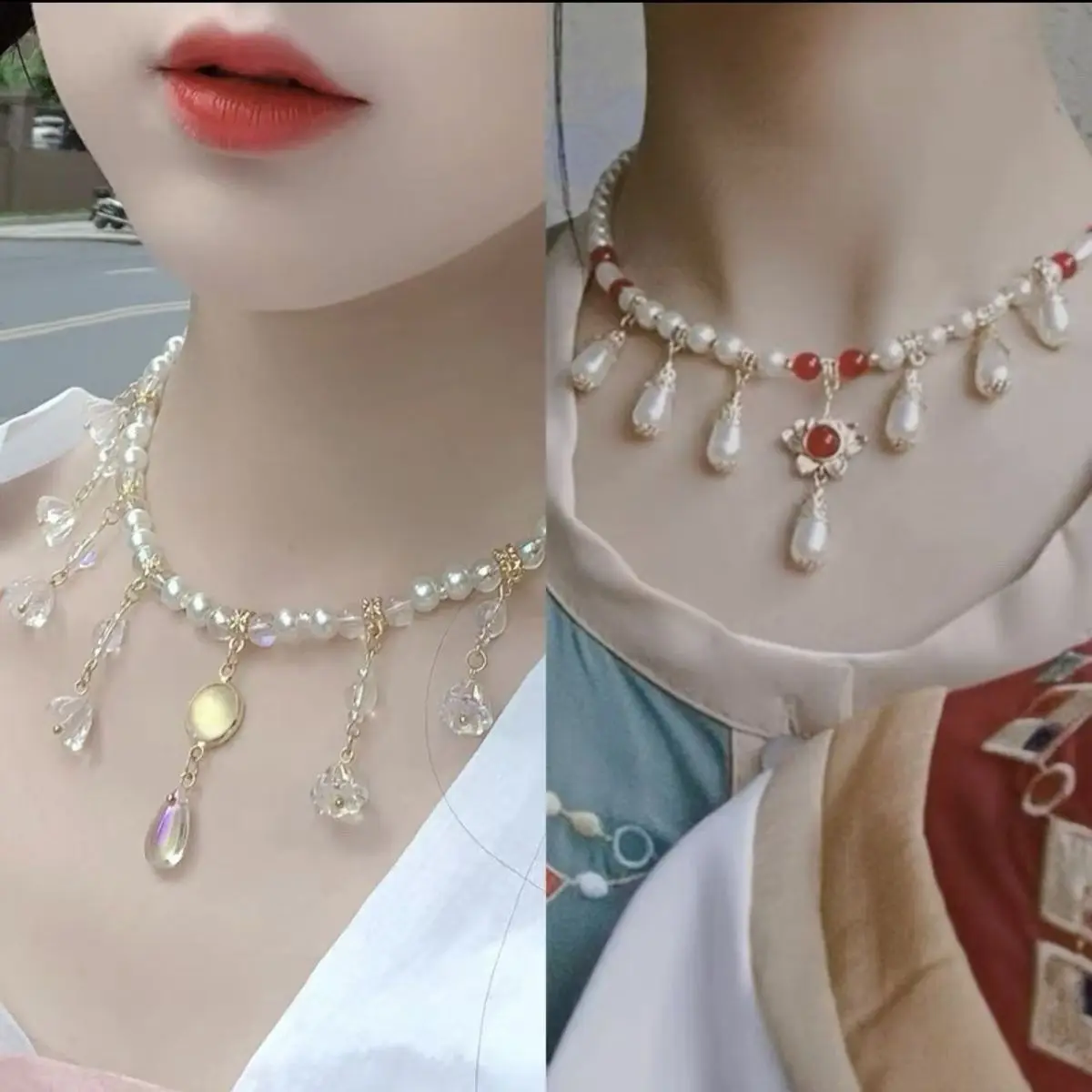 Жемчужное ожерелье с кисточкой женское антикварное в китайском стиле жемчужный