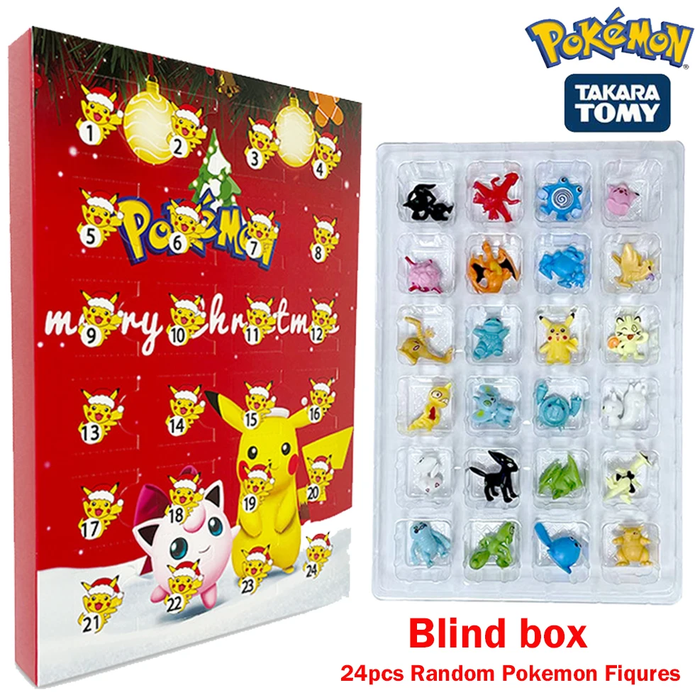 

24 PCS Pokemon Christmas 2022 Advent Calendar Box Figure Toys Genuine Pikachu Anime Figuras Children Toys Pokemon Gits Box