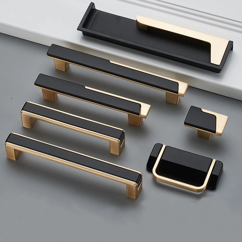 

Luxury Furniture Cabinet Drawer Handle Hidden Embed Insert Black Gold Wardrobe Kitchen Cupboard Dresser Door Pull Knob Nordic