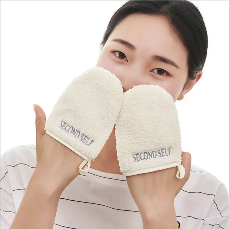 

White Beauty Makeup Remover Cleansing Gloves Reusable Microfiber Facial Cloth Towel Deeply Cleansing Foundation Face Care Tool