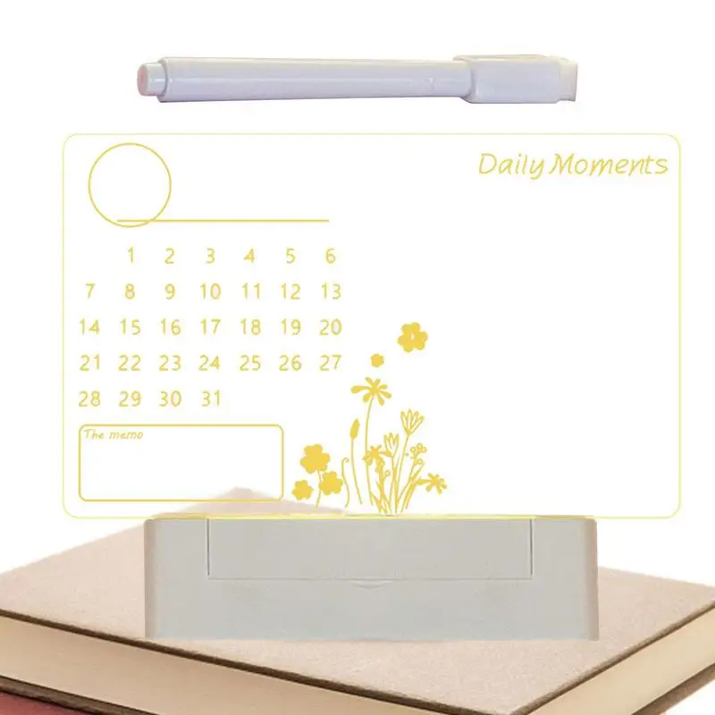 

Light Up Dry Erase Board Desktop Message Board Calendar With Light Erasable Writing Transparent Night Light Notepad With Pen For