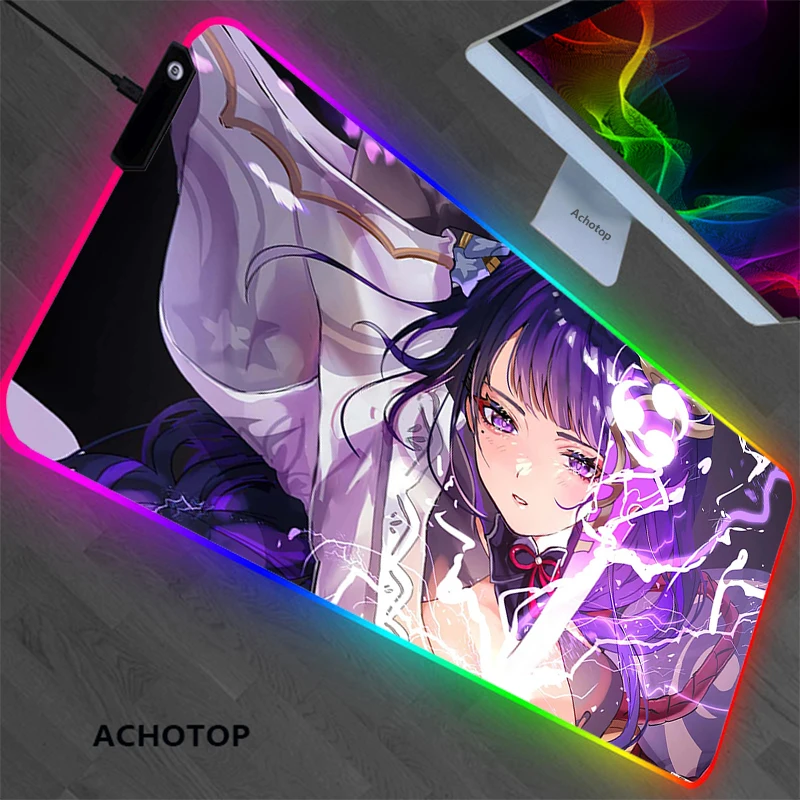 rgb genshin impact gaming play mats mousepad anime cartoon xl size gamer mouse pad xxl keyboard desk computer pc mat notbook pad free global shipping