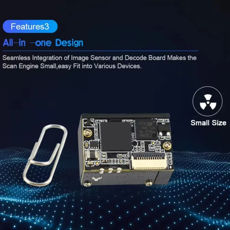 Фото Модуль сканирования QR-кодов USB, миниатюрный 2D OEM сканер штрих-кодов, модуль камеры COMS, модуль сканирования 1D/2D штрих-кодов для киосков с интерфейсом UART №3