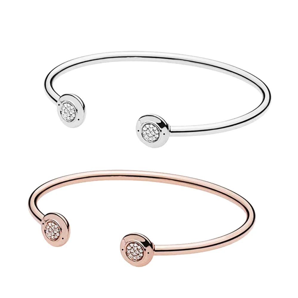 

925 Sterling Silver Classic Open Adjustable BangleFit Original Jewelry For Women Party Gifts