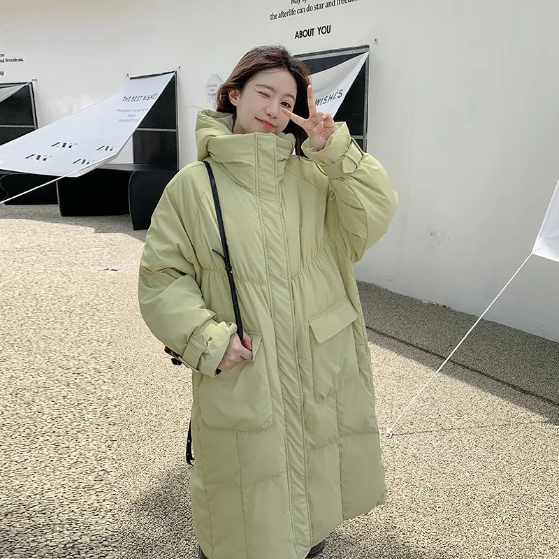 

Korean Version Over-the-knee Down Padded Jacket Long Jacket Women's 2023 New Fashion Thickened Hooded Padded Jacket Tide