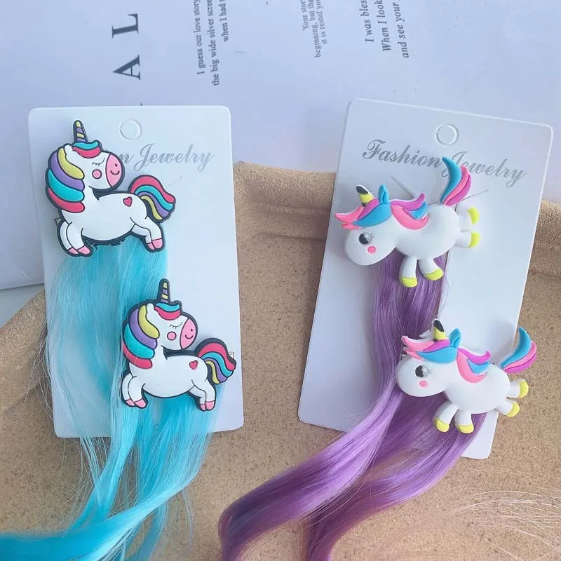 Ful Hairpins Hair Accessories Kids Girls Hairclip Barrettes Children Unicorn Fake Hair Twist Braid Headdress Hair Clips