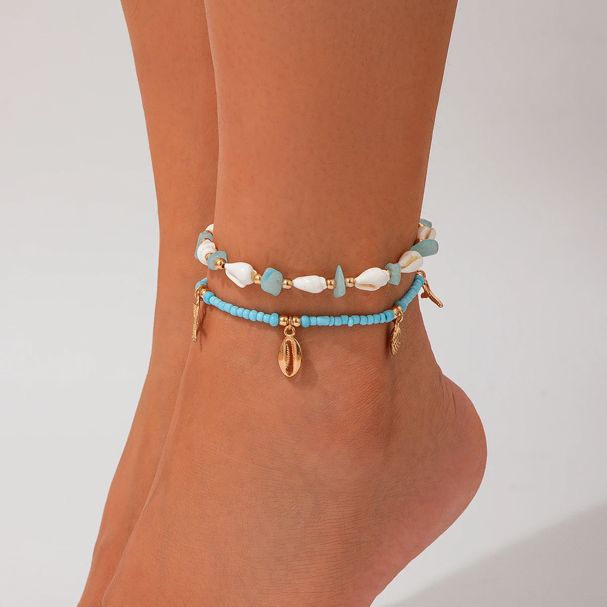 ity 2 sztuk/zestaw czeski muszelek rozgwiazda wisiorek obrączki dla kobiet letnia plaża muszla łańcuszek boso Y2K akcesoria prezenty