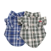 dog cat plaid shirt pet puppy blouse diagonal pocket springsummer clothing apparel