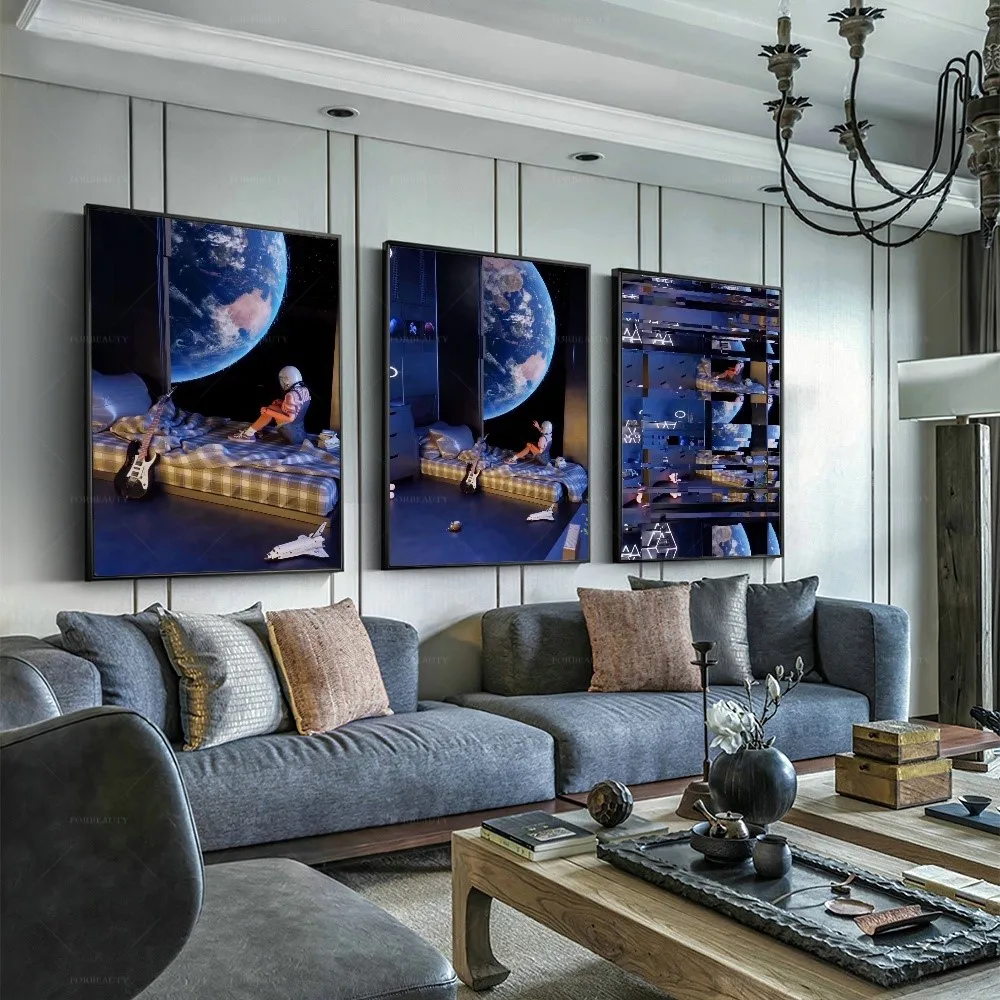 

Картина на холсте Forbeauty, смотрящая на землю, с распылителем, водонепроницаемая и может использоваться вне помещений, картины маслом для украшения спальни