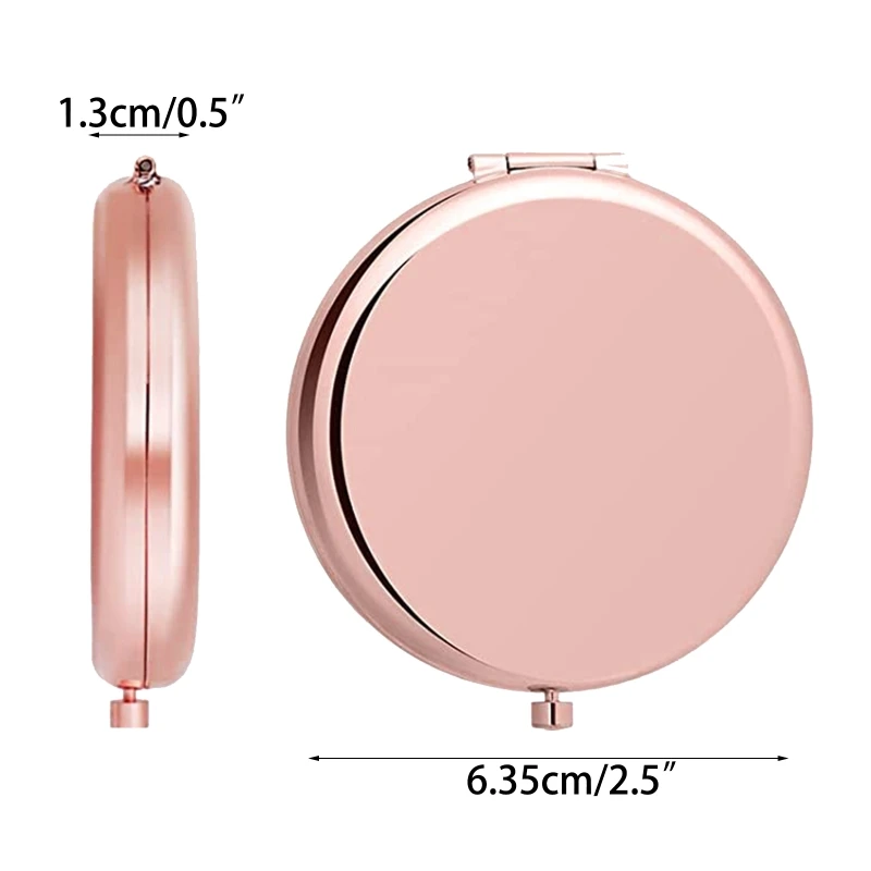 Magnifying Compact Cosmetic Mirror for Women Girls Daily Use Delicate Golden images - 6