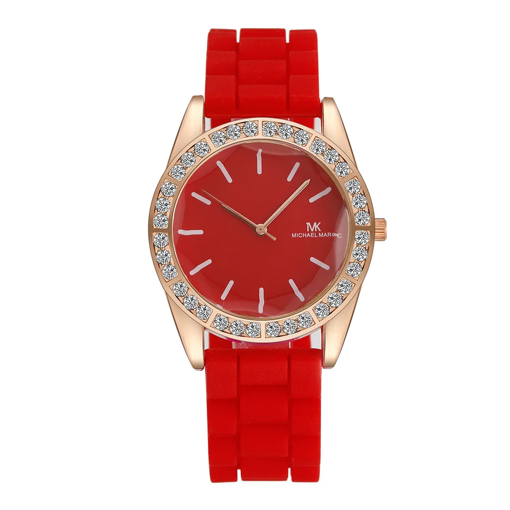 Rose Gold Glitte Rhinestoner Quartz Women's Watch Silicone Strap Sports  Wrist Watches For Women Relogio Feminino Girl Gift