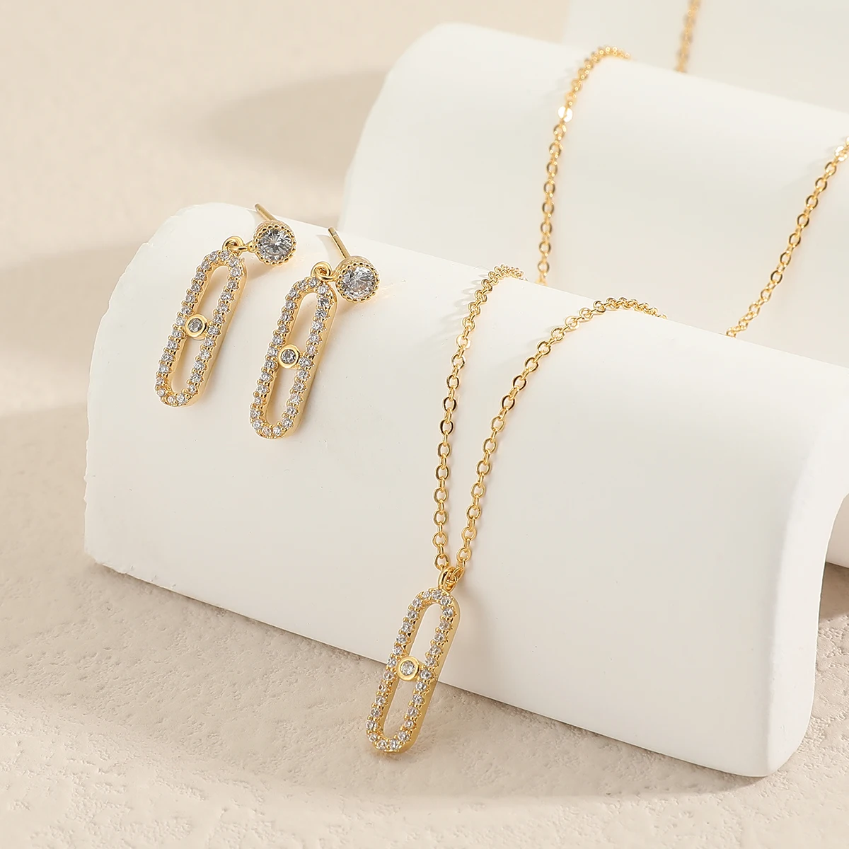 Женский Новый Модный комплект из 2 предметов ожерелье и серьги простой